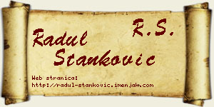 Radul Stanković vizit kartica